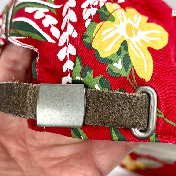 Vans Tropical Floral Red & Green Adjustable Strap back Hat Classic 5 Panel VGUC - Picture 6 of 10